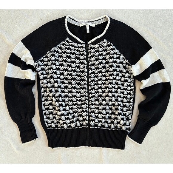 Victoria Secret Raglan Sleeve Zip Front Cotton Cardigan size XS Open Knit Hearts - Picture 6 of 9